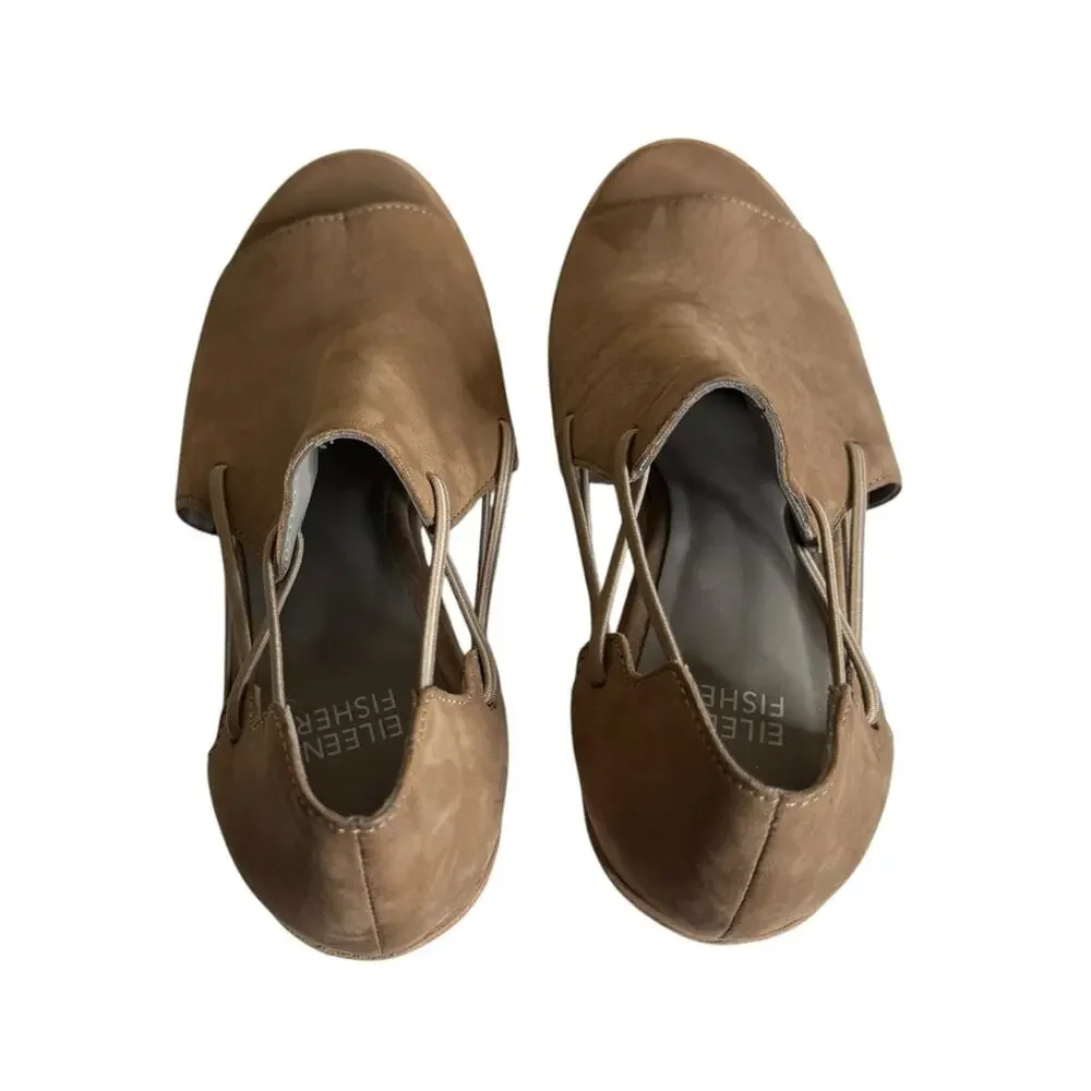 Eileen Fisher‎ Alfie Leather Cutout Sandals Shooties Womens 7.5 Minimalist